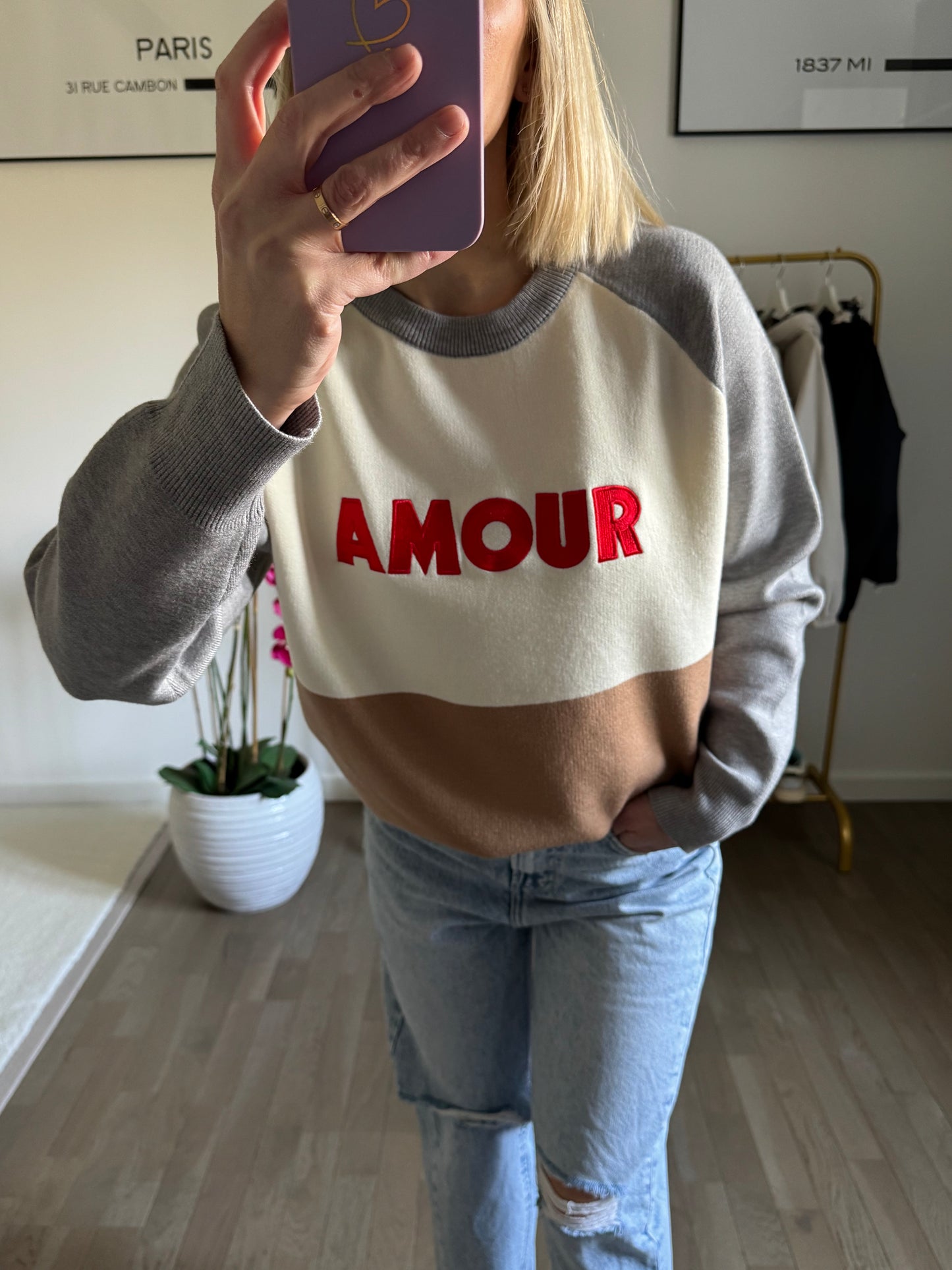 Pull Amour - Gris