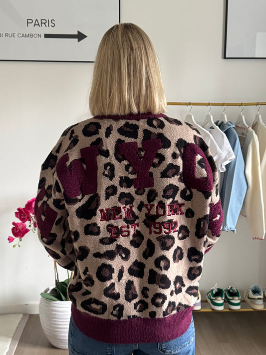 Pull Léopard - Bordeaux