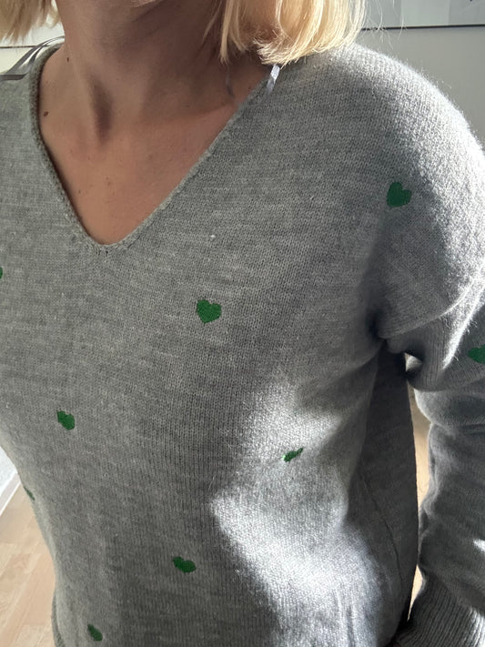 Pul Amelia - Gris coeurs verts