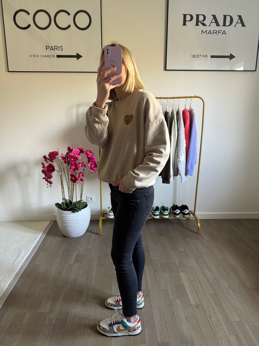 Sweat Coeur - Beige