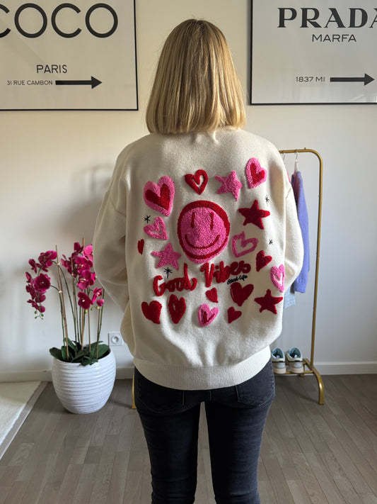 Pull Smiley - Coeur