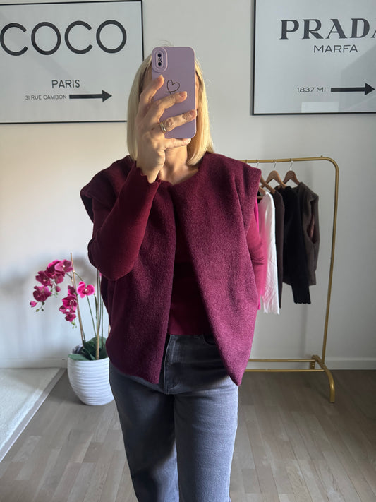 Gilet Nola - Tout doux bordeaux