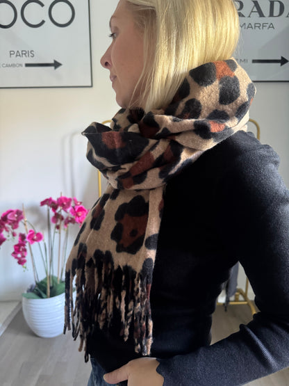Echarpe Mila - Motif léopard beige