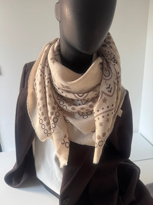 Echarpe Beige - Motifs bandanas