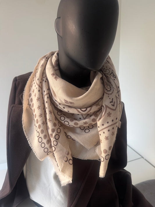 Echarpe Beige - Motifs bandanas