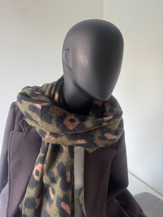 Echarpe Mila - Motif léopard Kaki